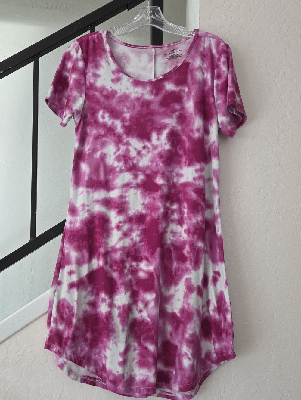 Bobbie Brooks Pink and White Tie-Dye Tunic Dress Size M
